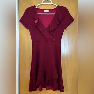Altar’d State maroon colored ruffle dress size XS